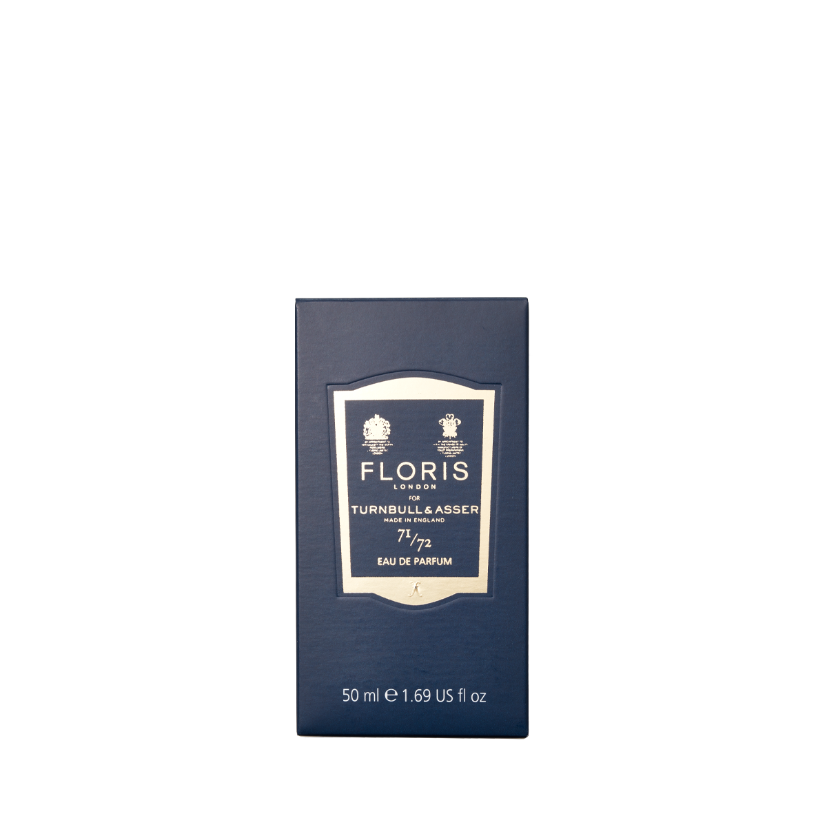Dark blue Floris London fragrance box with white text, featuring the "71/72 - Eau de Parfum" label in 50 ml.