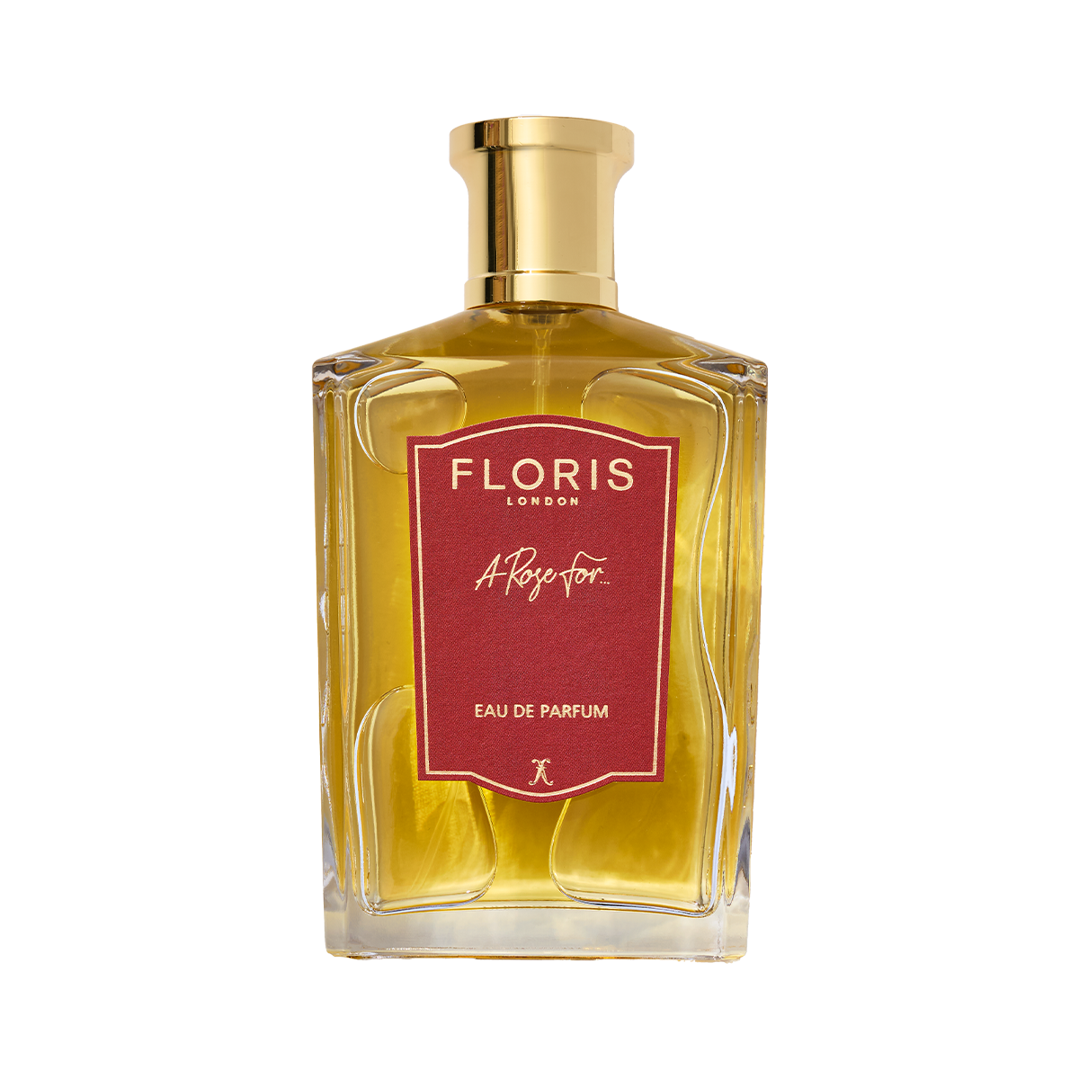 The Floris London "A Rose For..." Eau de Parfum, with its red label and gold cap, is a signature scent and a perfect unique gift.