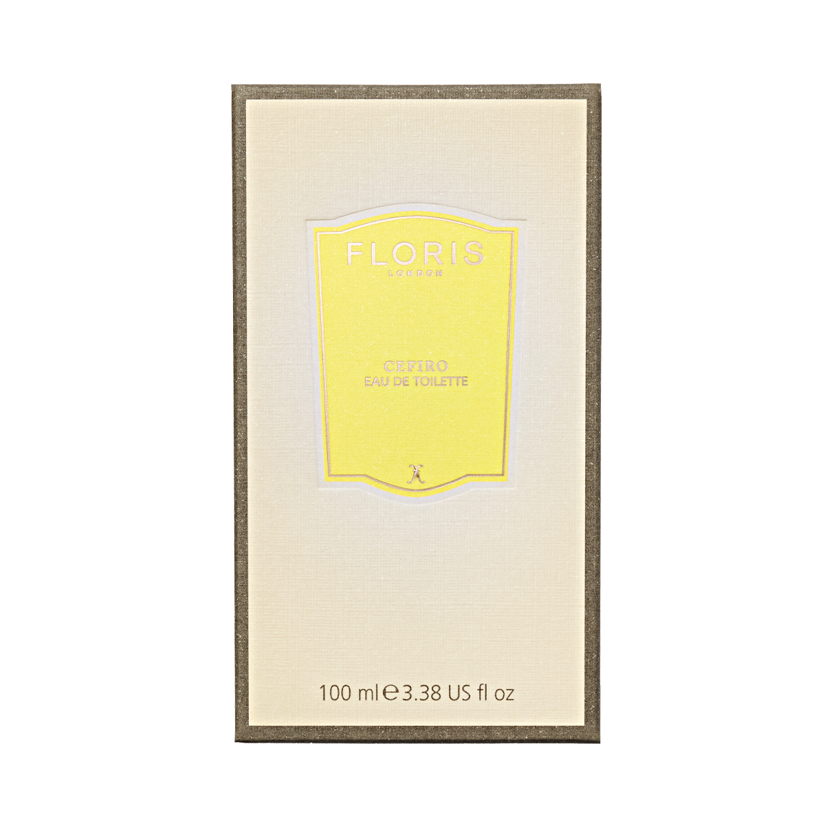 Floris London's Cefiro - Eau de Toilette comes in textured beige packaging with a yellow label. It's a unisex citrus fragrance, 100 ml (3.38 US fl oz).