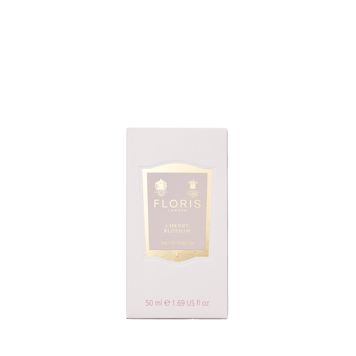 Floris London's Cherry Blossom Eau de Parfum (50ml) is elegantly displayed against a white backdrop.
