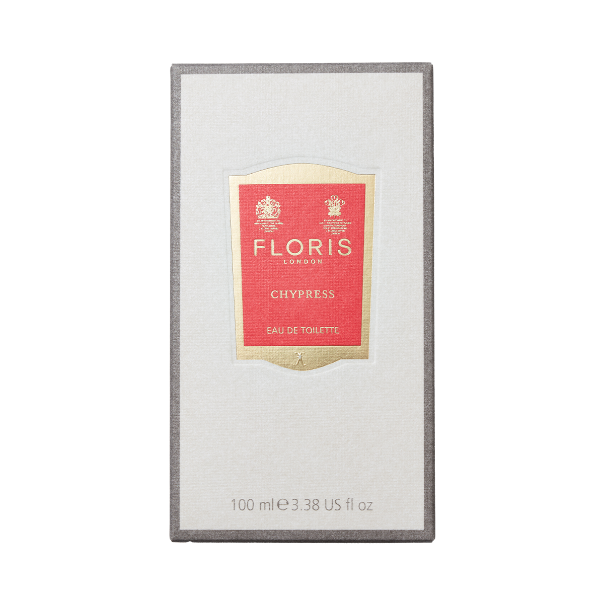 Floris London Chypress Eau de Toilette, 100 ml (3.38 US fl oz), floral chypre with bergamot zest, in a gold and red labeled box.