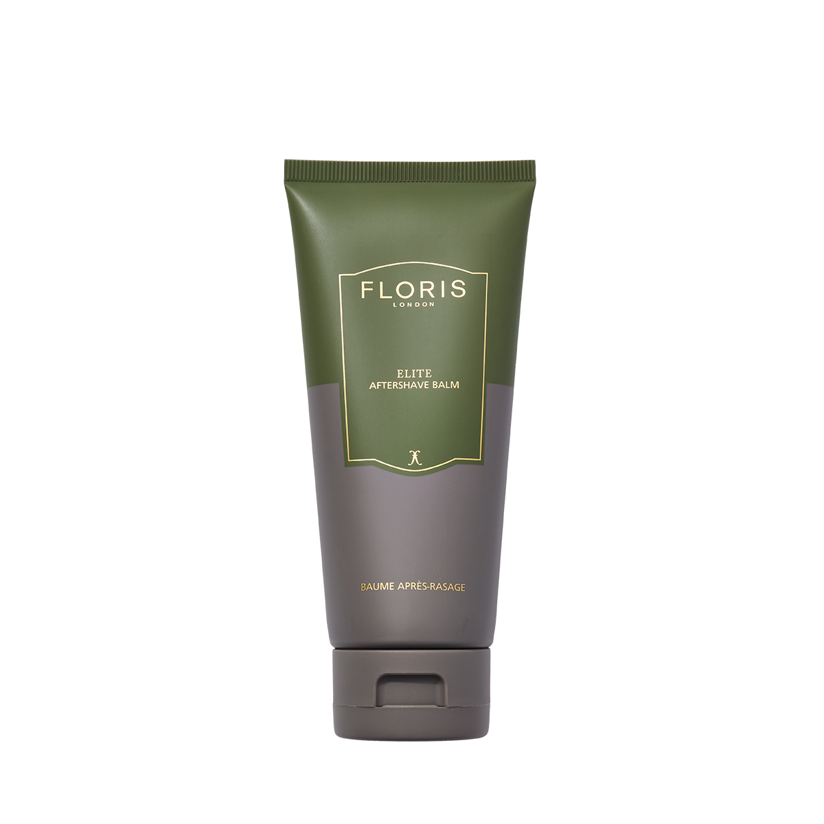 Floris London Elite - Aftershave Balm 100ml in a green tube with gold text, features nourishing borage oil and is shown on a white background.