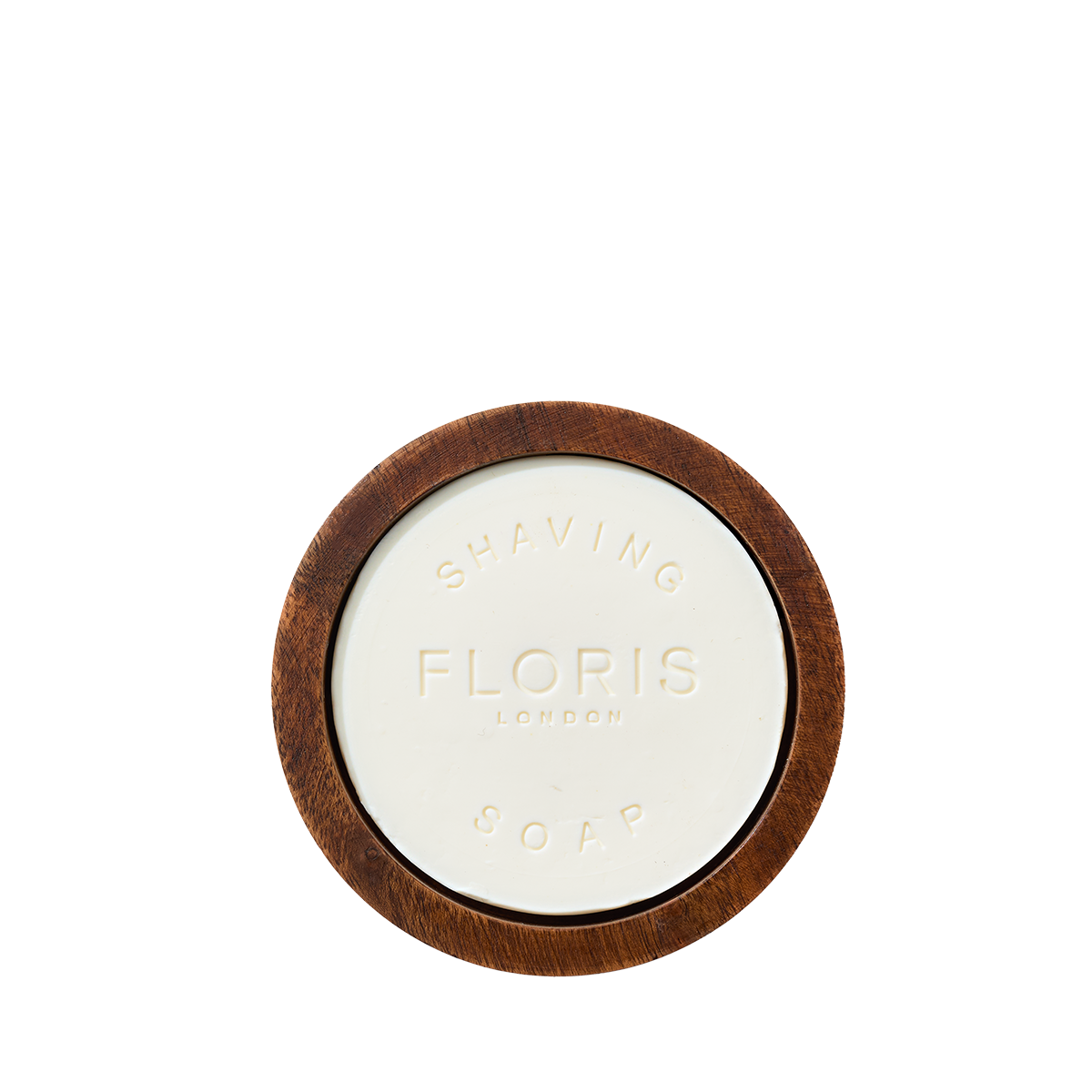 Triple-milled Elite shaving soap & bowl by Floris London, featuring embossed text.