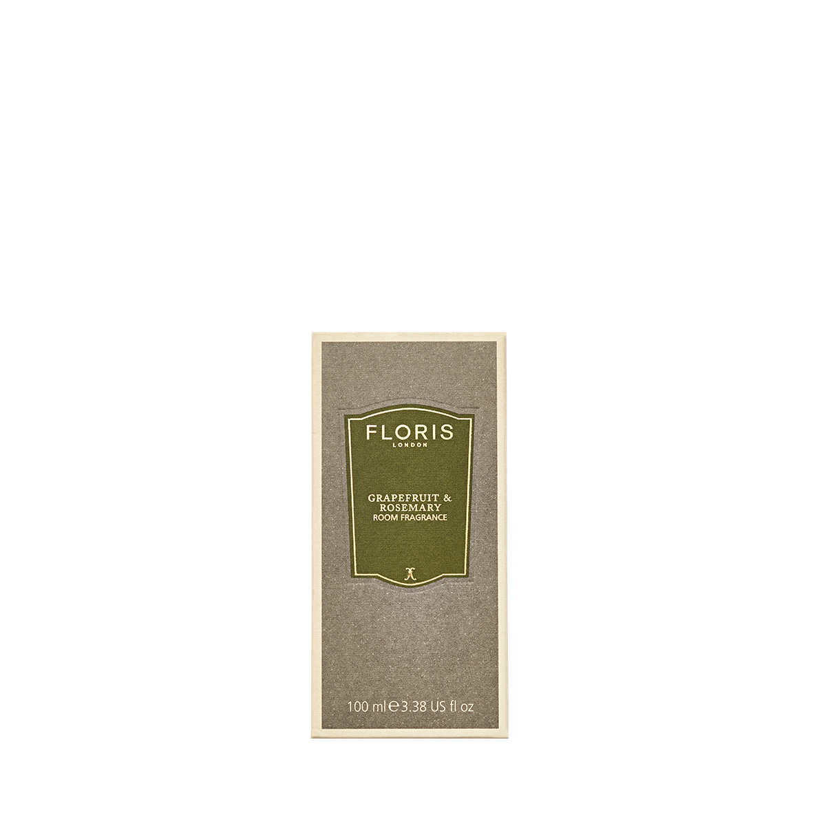 Box of Floris London Grapefruit & Rosemary Room Fragrance, 100ml, with olive green label.
