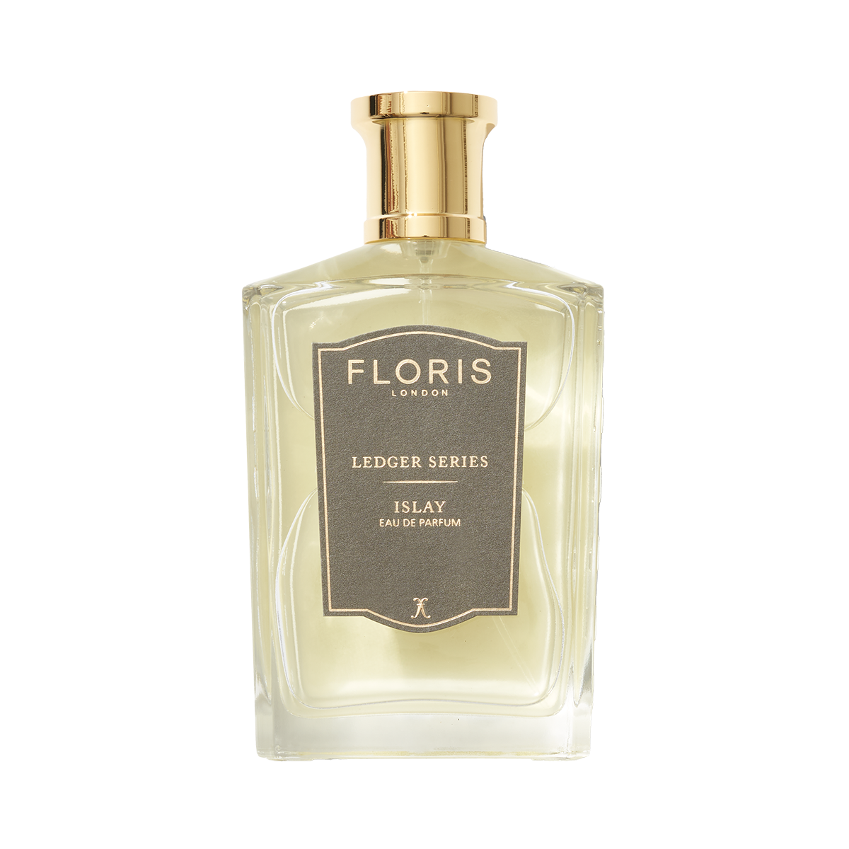 Floris London UK's Islay Eau de Parfum bottle features a gold cap and bergamot notes.