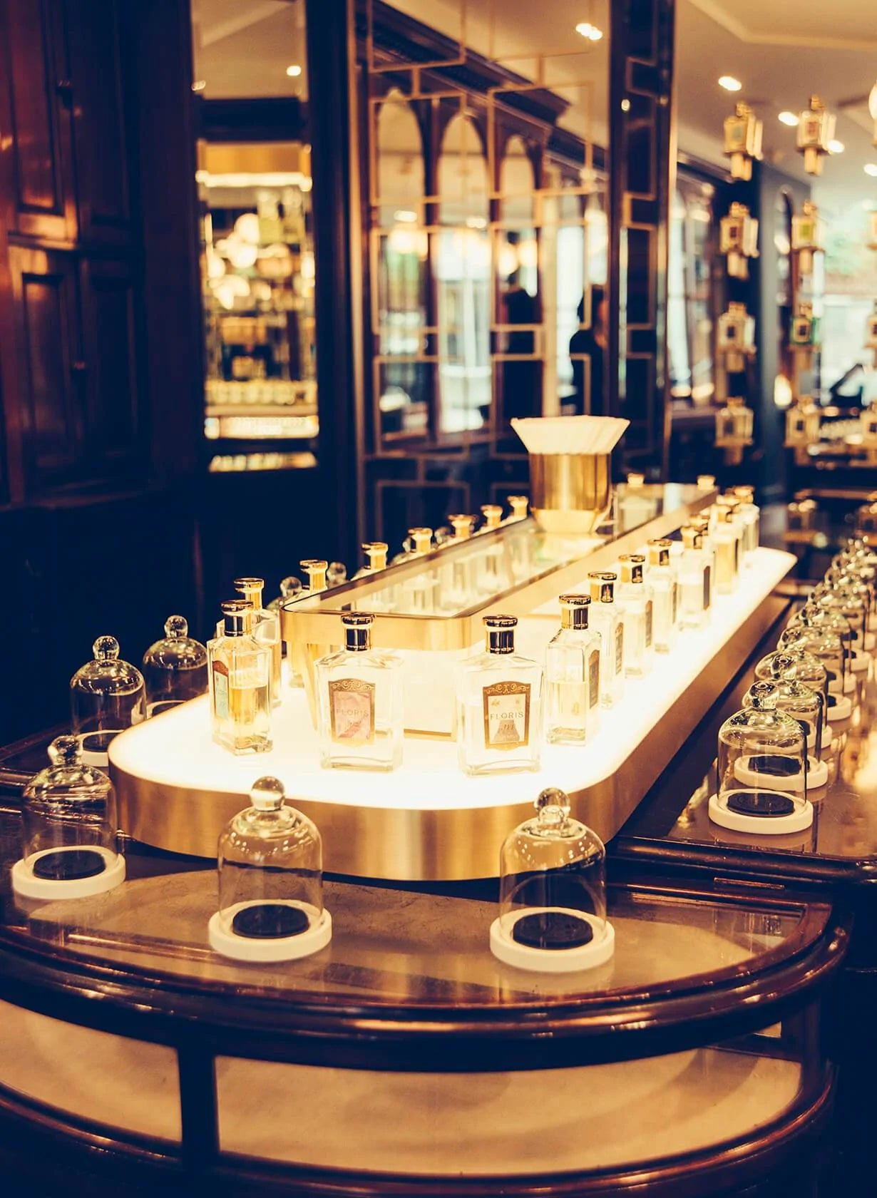 Carousel of perfume inside the Floris London shop
