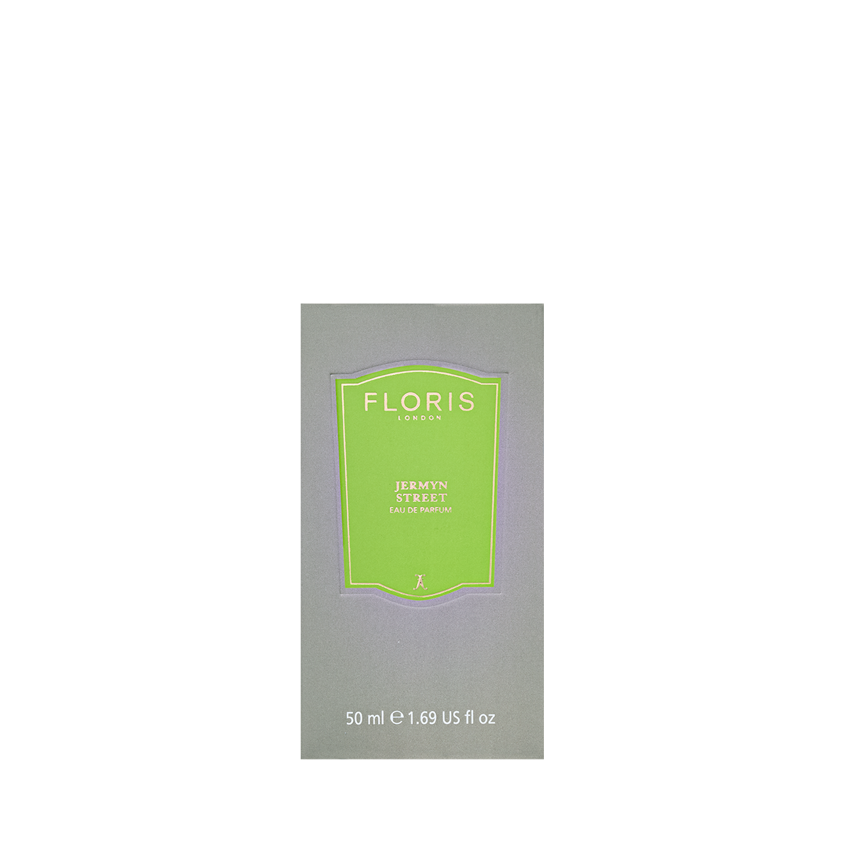A Floris London "Jermyn Street" Eau de Parfum box with a green label on a light gray background.