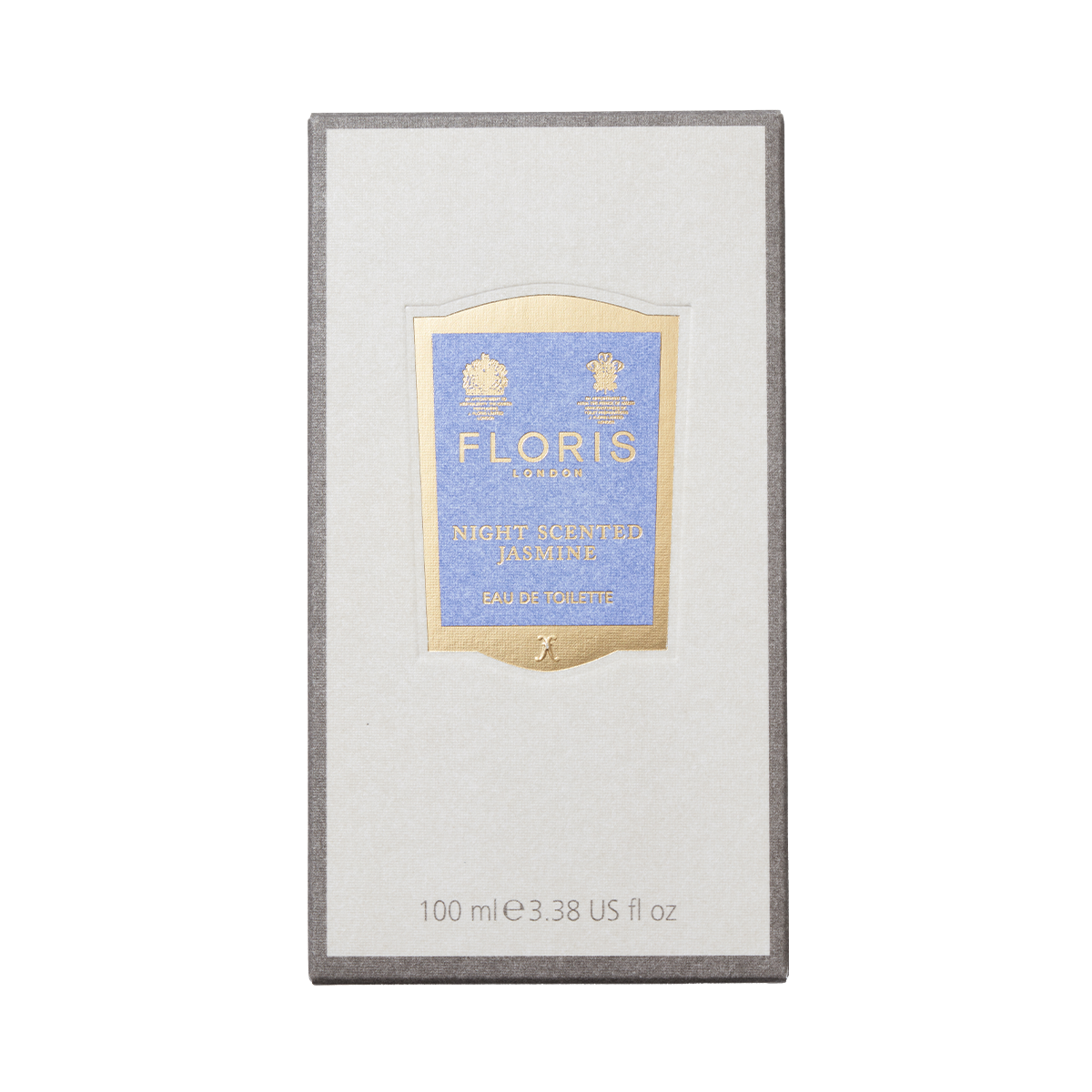 Rectangular box of Floris London Night Scented Jasmine Eau de Toilette, 100 ml, evokes blooming jasmine and lantern-lit nights in Minorca.