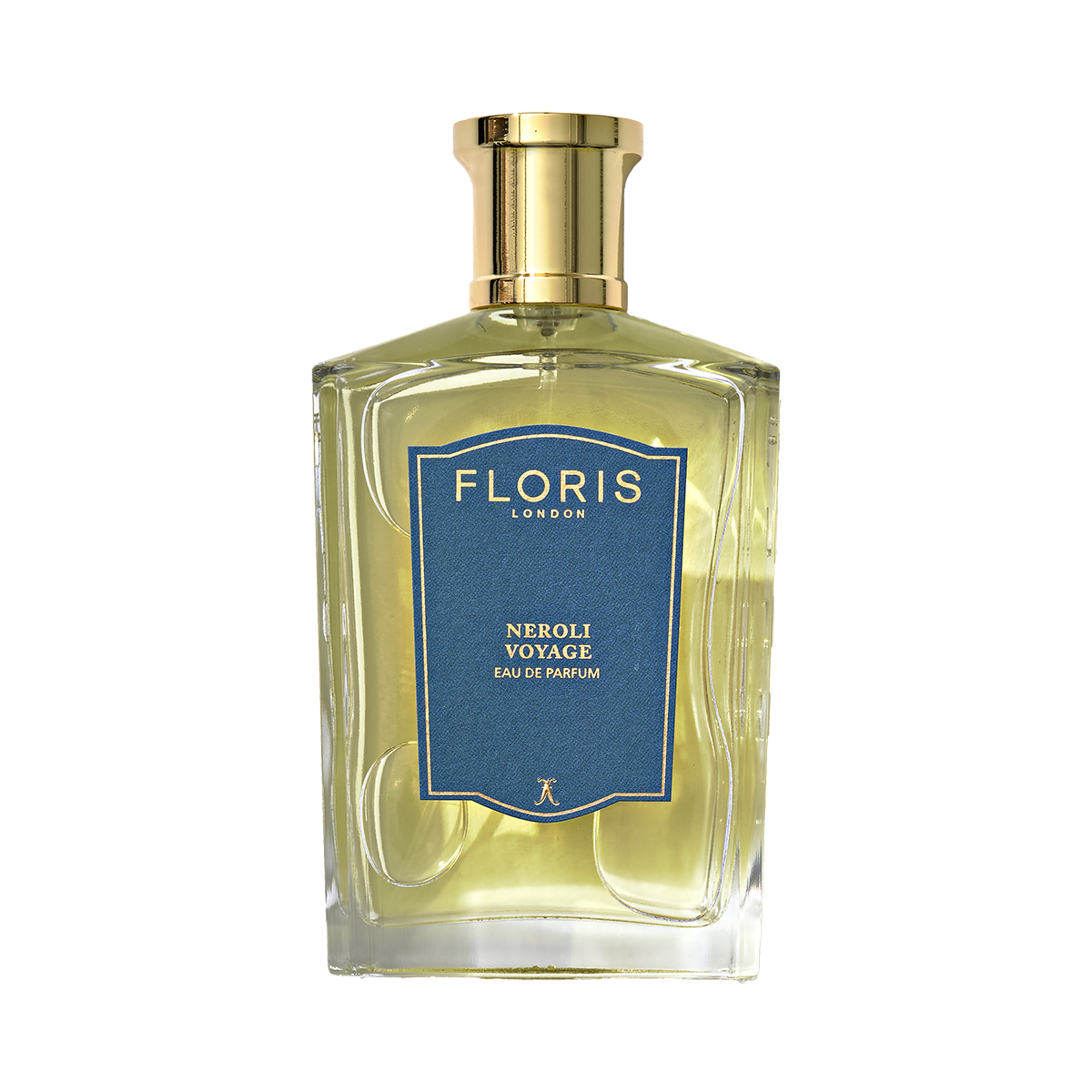 Floris London's Neroli Voyage Eau de Parfum features a blue label, gold cap, and jasmine hints.