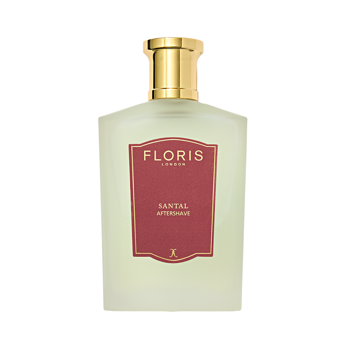 Floris London's Santal Aftershave 100ml features a gold cap and red label, offering the warm embrace of sandalwood.