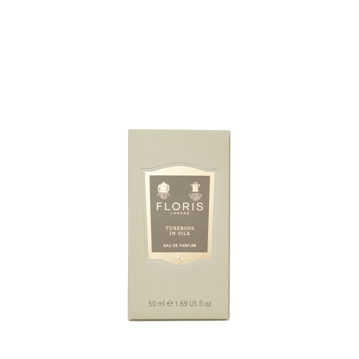A beige box of Floris London's Tuberose in Silk Eau de Parfum offers a delicate blend of tuberose and jasmine in a 50 ml size.