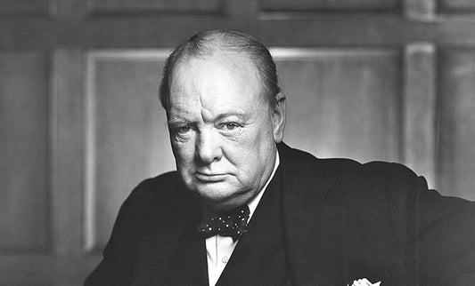 black and white image of Winston Churchill