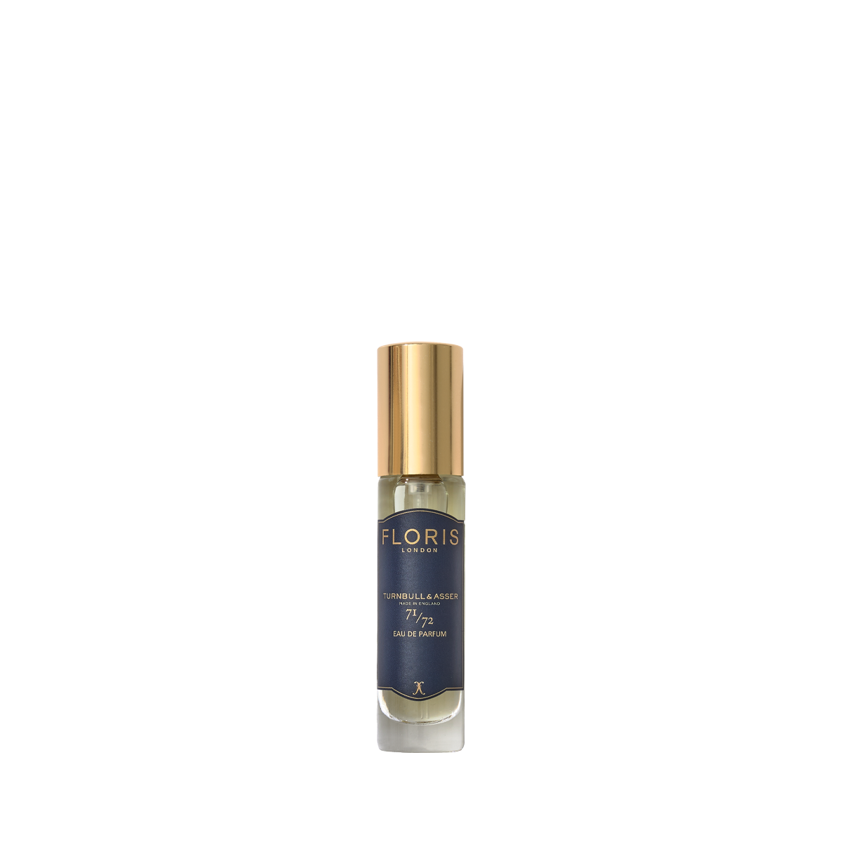 The 71/72 Eau de Parfum by Floris London features a golden cap, dark label with the Floris logo, and offers a captivating vegan fragrance.
