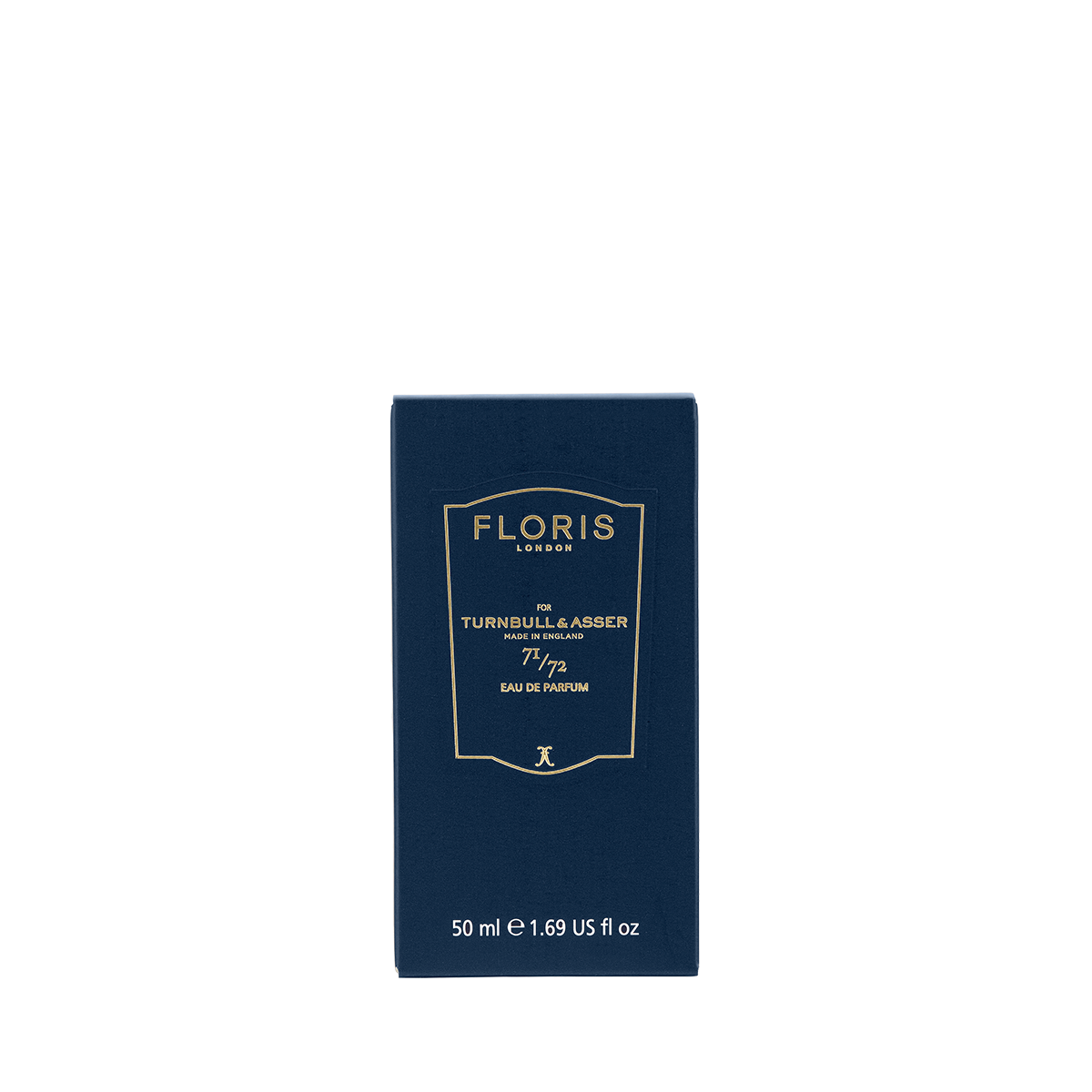 A blue Floris London 71/72 Eau de Parfum box, 50 ml, woody scent, displayed on a white background.