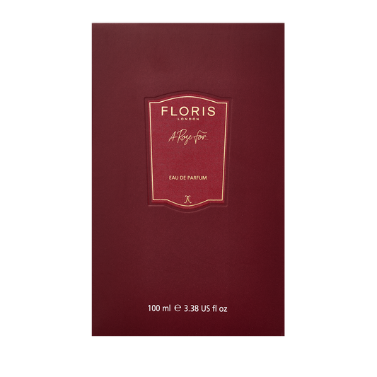 100ml "A Rose For..." Eau de Parfum by Floris London in a maroon box with gold lettering — ideal for gifting or discovering your signature scent.