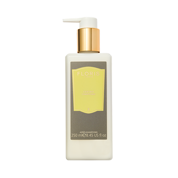 A 250ml Floris London UK Cefiro - Conditioner with gold pump, yellow label, and a nourishing formula infused with signature Cefiro fragrance.