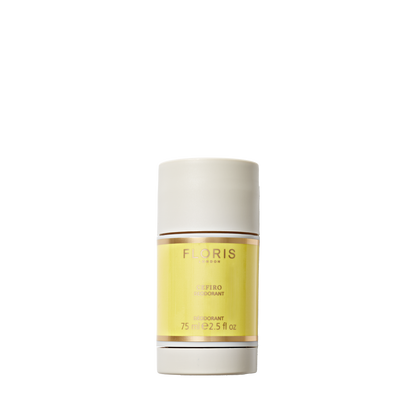 Cefiro Deodorant Stick 75ml by Floris London has a yellow label and vitamin E, perfect for sensitive skin.