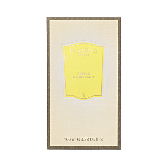 Floris London's Cefiro - Eau de Toilette comes in textured beige packaging with a yellow label. It's a unisex citrus fragrance, 100 ml (3.38 US fl oz).