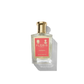 Medium Clear glass bottle with gold spray top and Red Chypress label