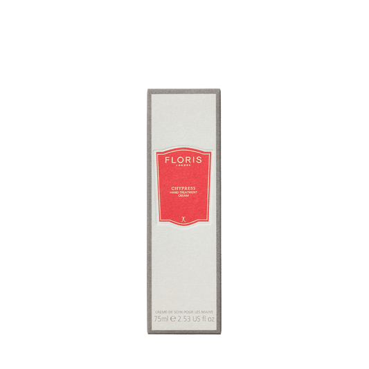 Floris London's Chypress Hand Treatment Cream 75ml, enriched with natural oils, offers a lavish moisturizing experience in its red-label luxury box.
