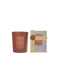 A Cinnamon & Tangerine - Scented Candle 175g in a brown glass jar next to its boxed packaging with a wax seal.