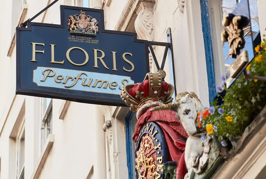 Floris Shop in Jermyn Street signage showing Floris Perfumes