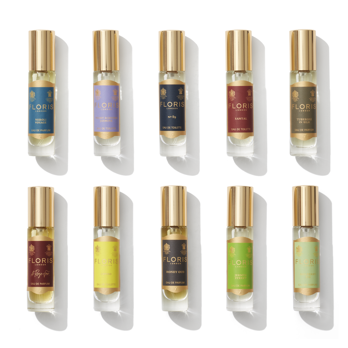 two lines of fragrances, each line has 5 10ml bottles