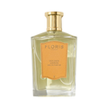 A vegan Floris London "Golden Amber - Eau de Parfum" with a gold cap and amber label.