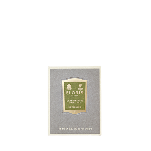 Floris London Grapefruit & Rosemary scented candle, made with pure oils, 175g.