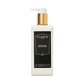 A 250ml white pump bottle of Floris London UK Honey Oud Body Moisturiser, enriched with English honey and oud oil, with a gold and black label.