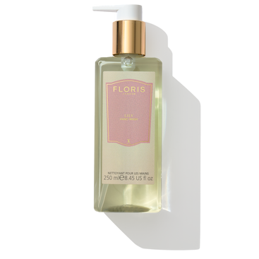 clear pump bottle with pink label