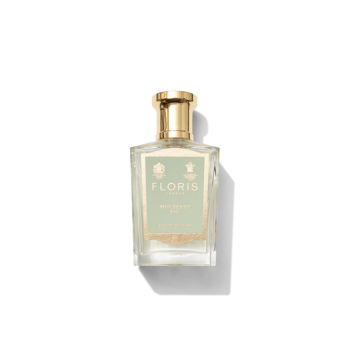 50ml bottle of floris london mulberry fig eau de parfum, it features a green label 