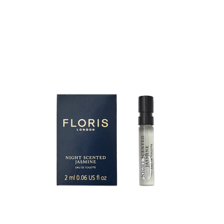 Floris London's Night Scented Jasmine Eau de Toilette captures enchanting jasmine nights under Minorcan lanterns and includes a box with a small spray bottle.