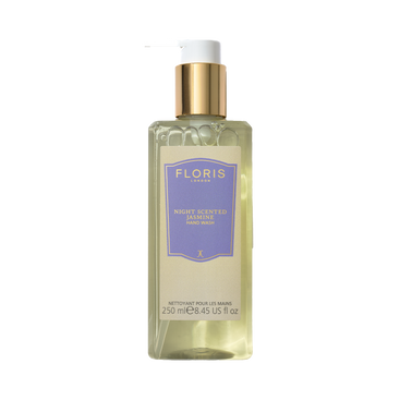 Floris London's Night Scented Jasmine Hand Wash in 250ml pairs a purple label and gold pump, infusing your routine with elegant jasmine notes.