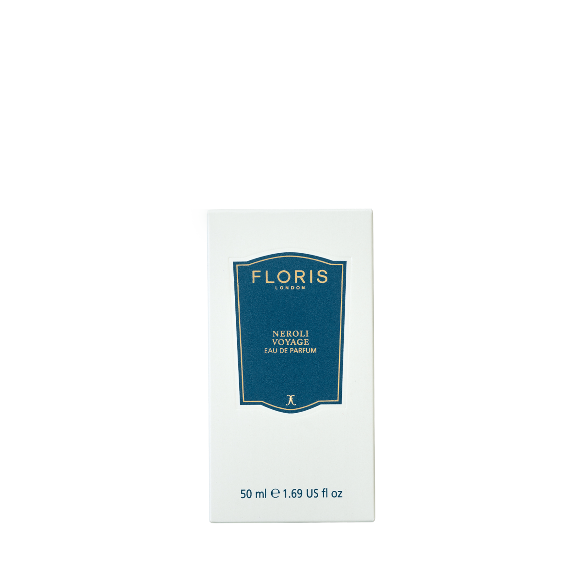 A white Floris London Neroli Voyage Eau de Parfum box with blue label, featuring this citrus neroli fragrance in a 50 ml (1.69 US fl oz) size.