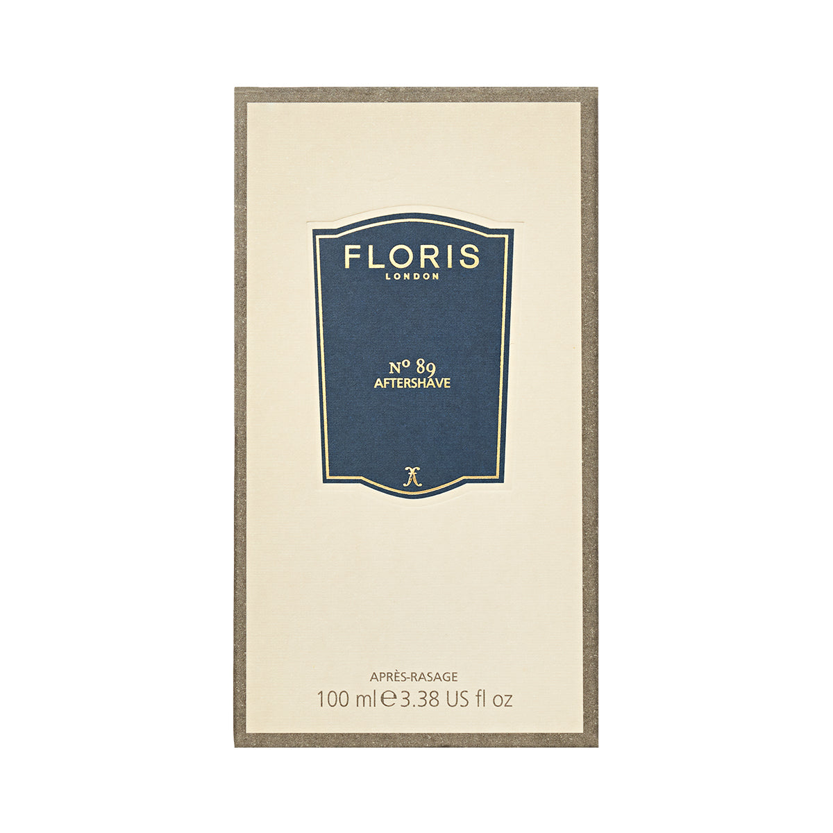 Floris London's No. 89 Aftershave, 100ml, features beige packaging with a navy label and the timeless scent of an English gentleman's cologne.