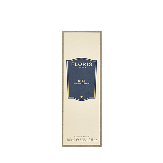 Floris London No. 89 - Shaving Cream 100ml comes in a cream box with a navy label, gold accents, and features the classic No.89 signature scent.