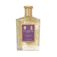 Clear glass bottle of Floris London's Platinum 22 - Eau de Parfum, a vegan fragrance, with a gold cap and purple label.