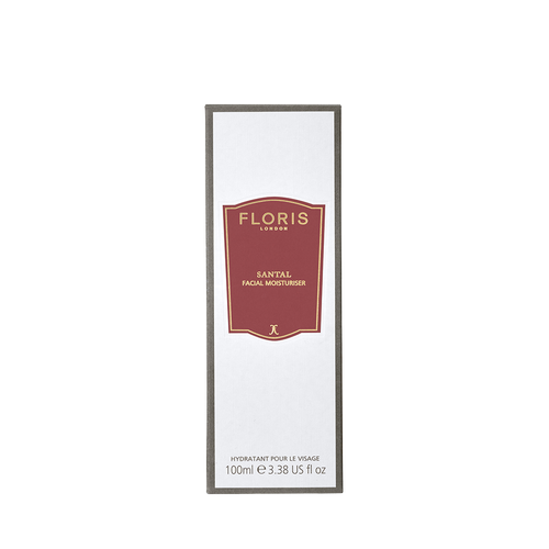 A box of Floris London UK Santal Facial Moisturiser, 100 ml—a lightweight moisturiser for deeply nourishing skincare.