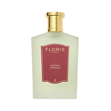 Floris London's Santal Aftershave 100ml features a gold cap and red label, offering the warm embrace of sandalwood.