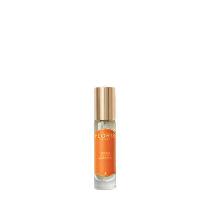 Small Floris London "Santal Intense - Eau de Parfum" bottle with gold cap, offering a modern scent with sandalwood notes.