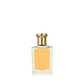 A clear glass bottle with a gold cap, labeled “Floris London Stephanotis Bath Essence,” evokes delicate notes of orange blossom.