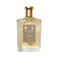 The luxurious "Tuberose in Silk" perfume by Floris London comes in a clear rectangular bottle with a gold cap.