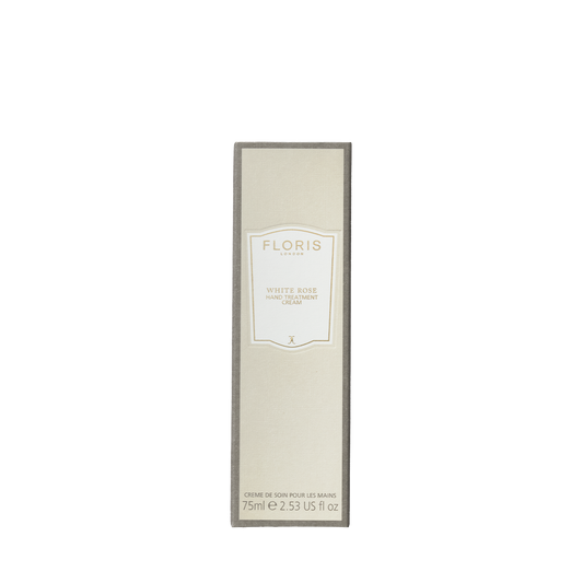 Floris London White Rose - Hand Treatment Cream 75ml against a plain background. Ideal for revitalizing and perfect for very dry hands.