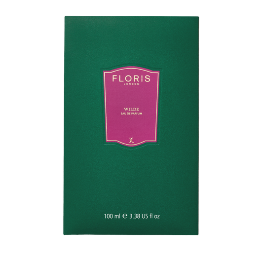 Floris London's Wilde Eau de Parfum, inspired by Oscar Wilde's individuality and freedom, comes in a green and pink 100 ml box.