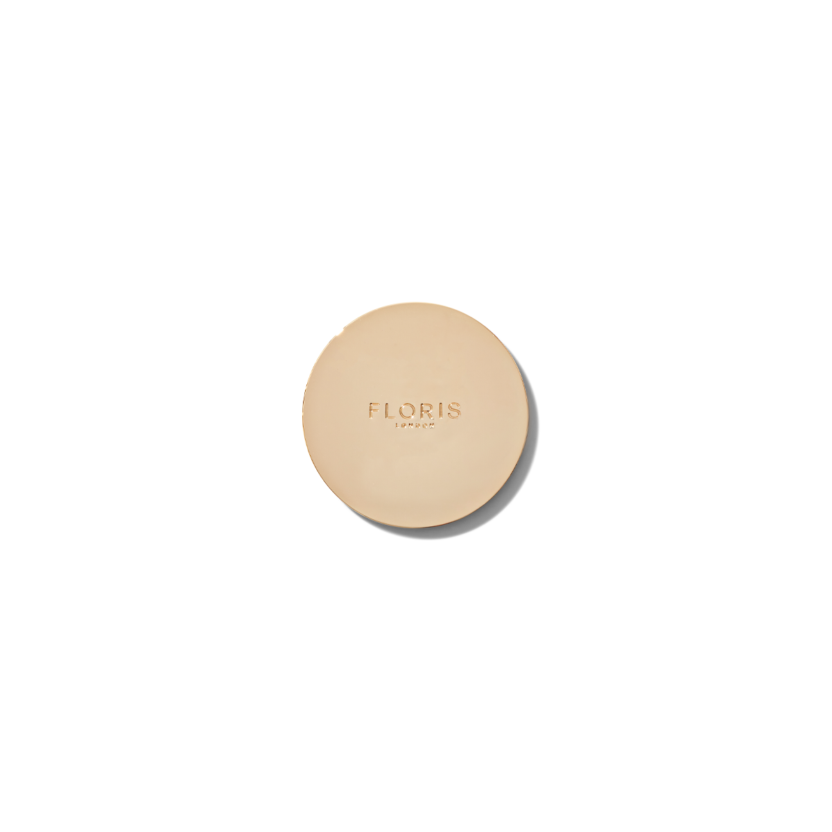 Gold lid for candle with floris logo