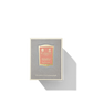 Grey candle box with orange label