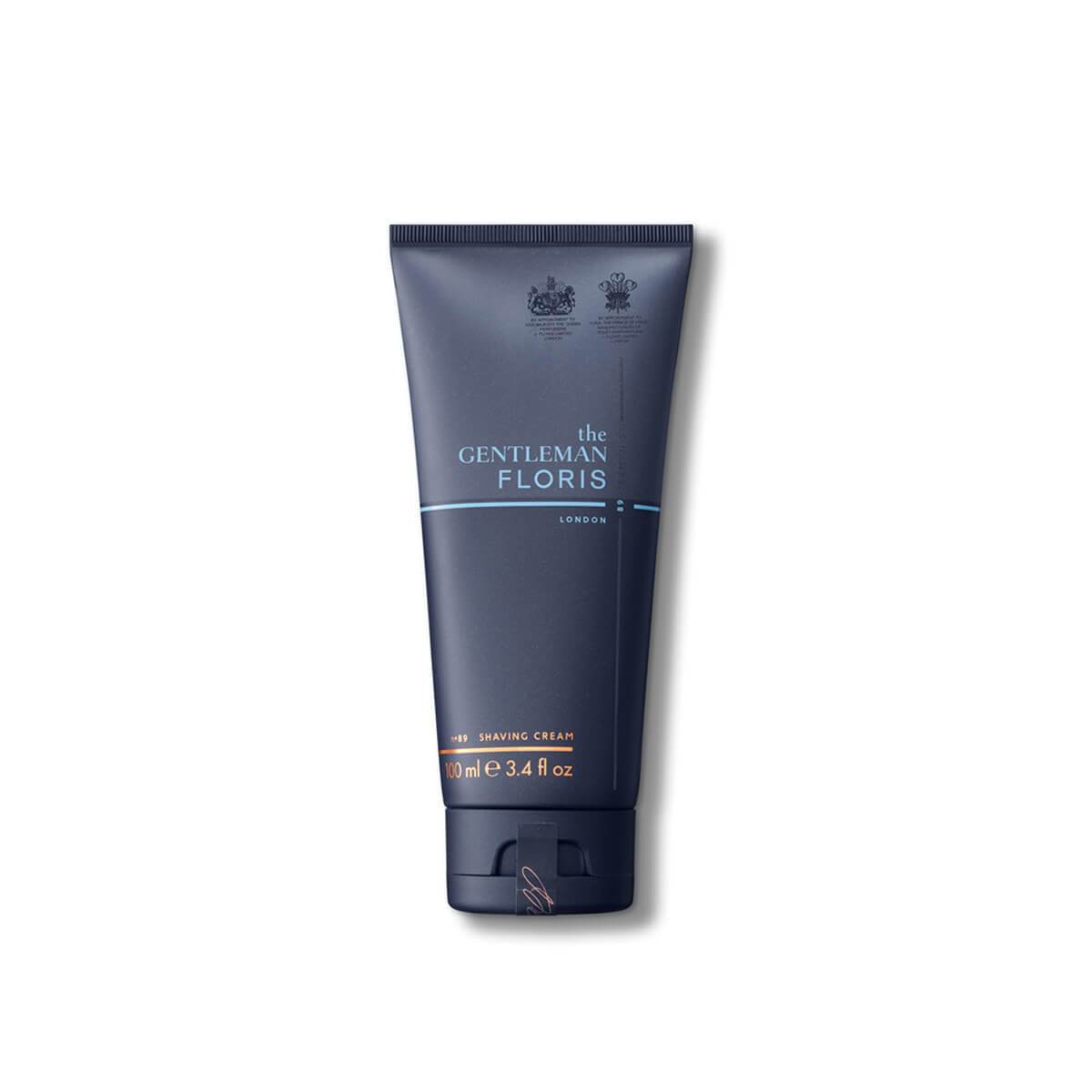 Floris London no.89 Shaving Cream in a blue squeeze bottle