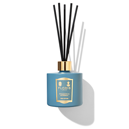 Floris London Hyacinth & Bluebell Reed Diffuser bottle with black reeds
